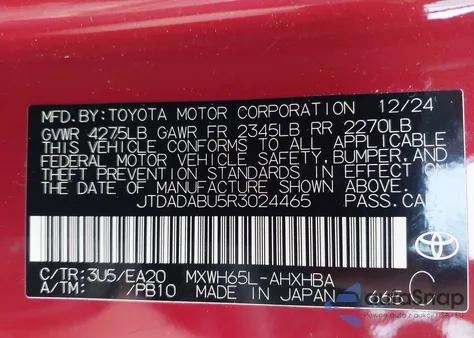 2024 Toyota Prius Limited Awd-E z USA, uszkodzony, nr VIN JTDADABU5R3024465